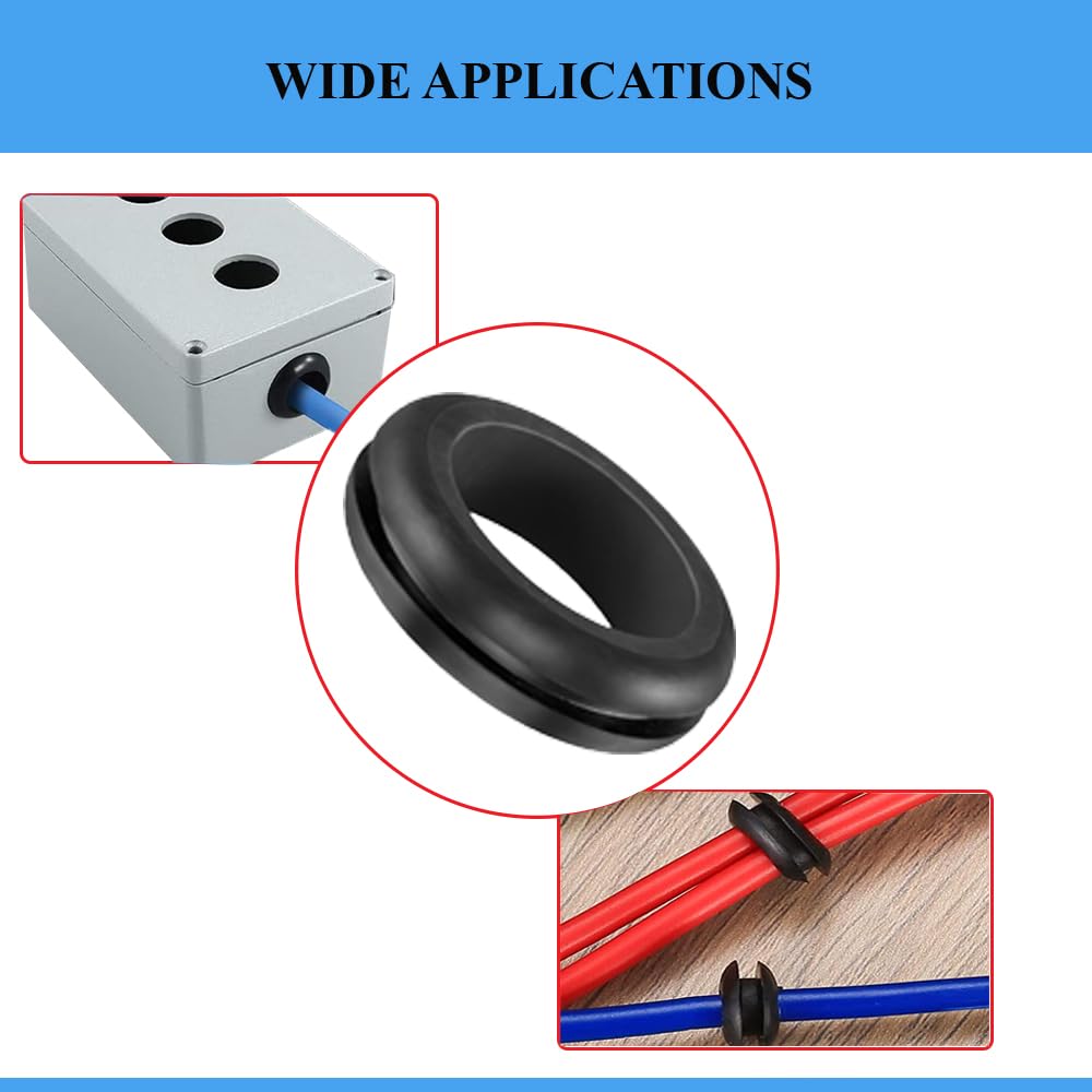 Open Rubber Grommets Electrical Wire Cable Grommet - Pack of 25