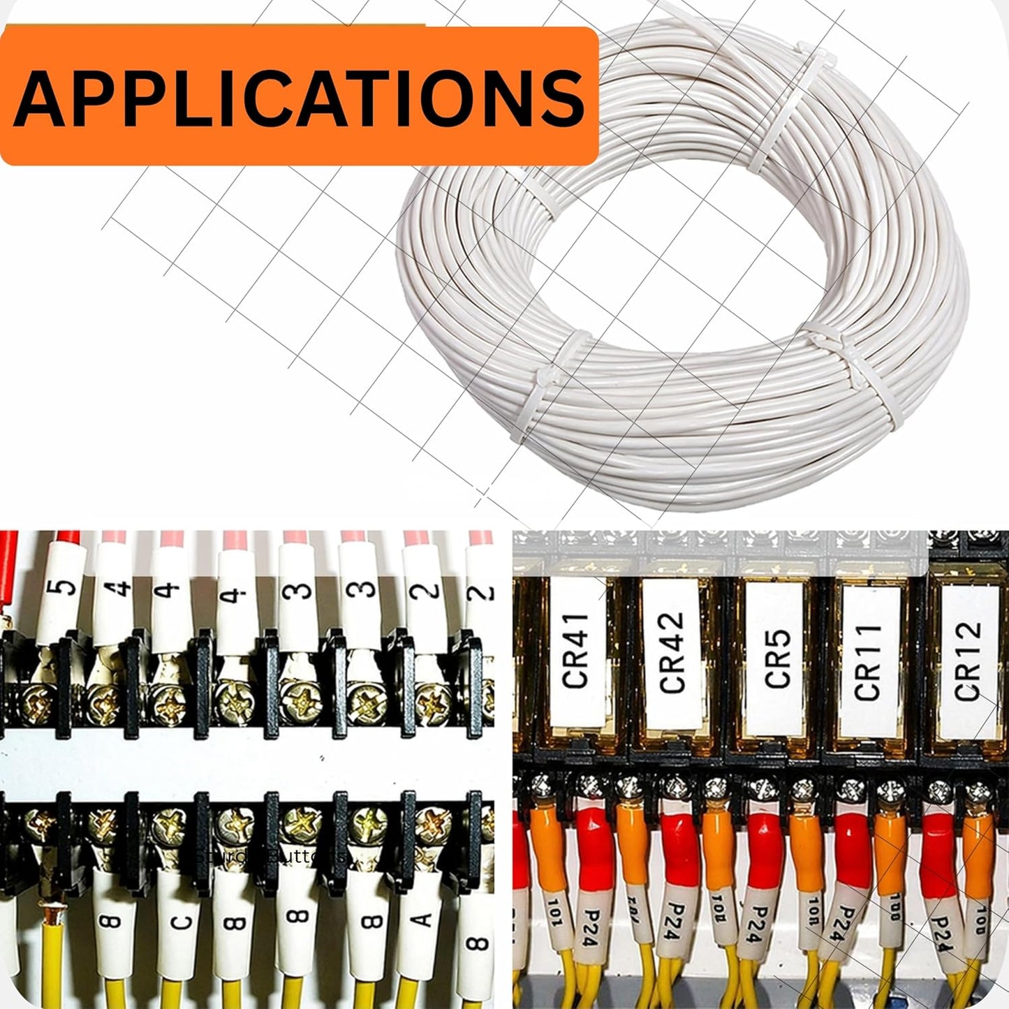 Click to see full view PVC Marking Sleeve, 4.5 mm Inner Diameter Ferrule Printing Wire Tube Label with for Printing Machine - 100 Meter