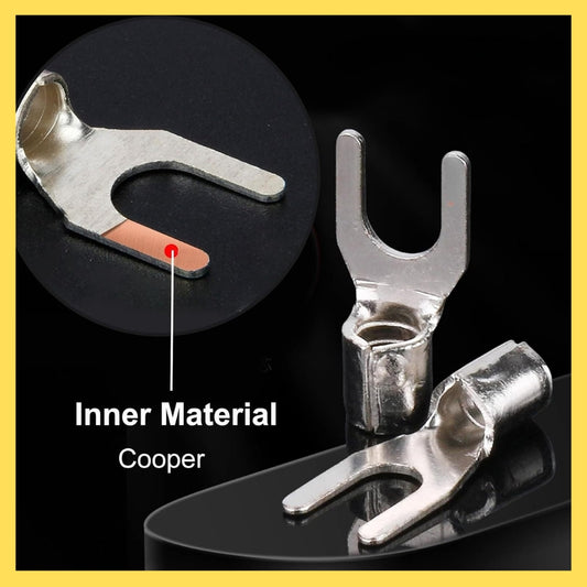 Copper Non-Insulated Fork Terminal Wire Connector Pack of 100