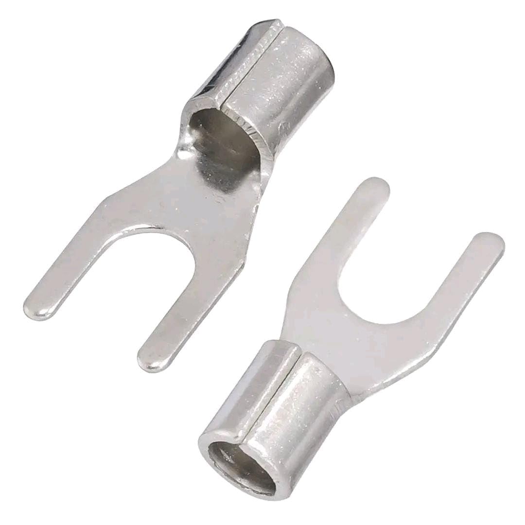 Uninsulated Fork Terminals RS7249 Connector Copper Non Insulated Fork Type Terminals - Pack of 100