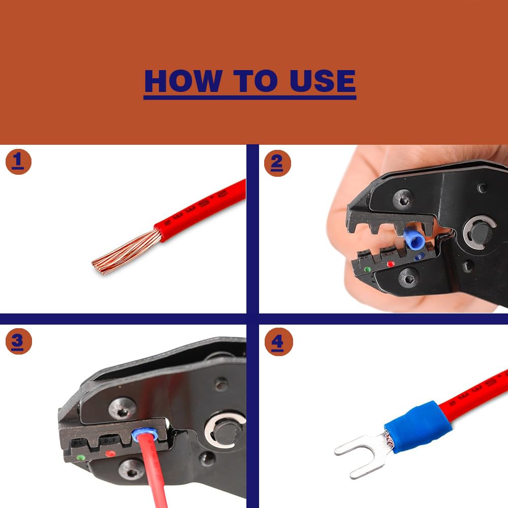 Insulated Fork and Ring Spade Wire Connectors 1.5 sqmm, 2.5 sqmm, 4.6 sqmm, U Type Electrical Quick Splice Crimp Terminals - Pack of 100