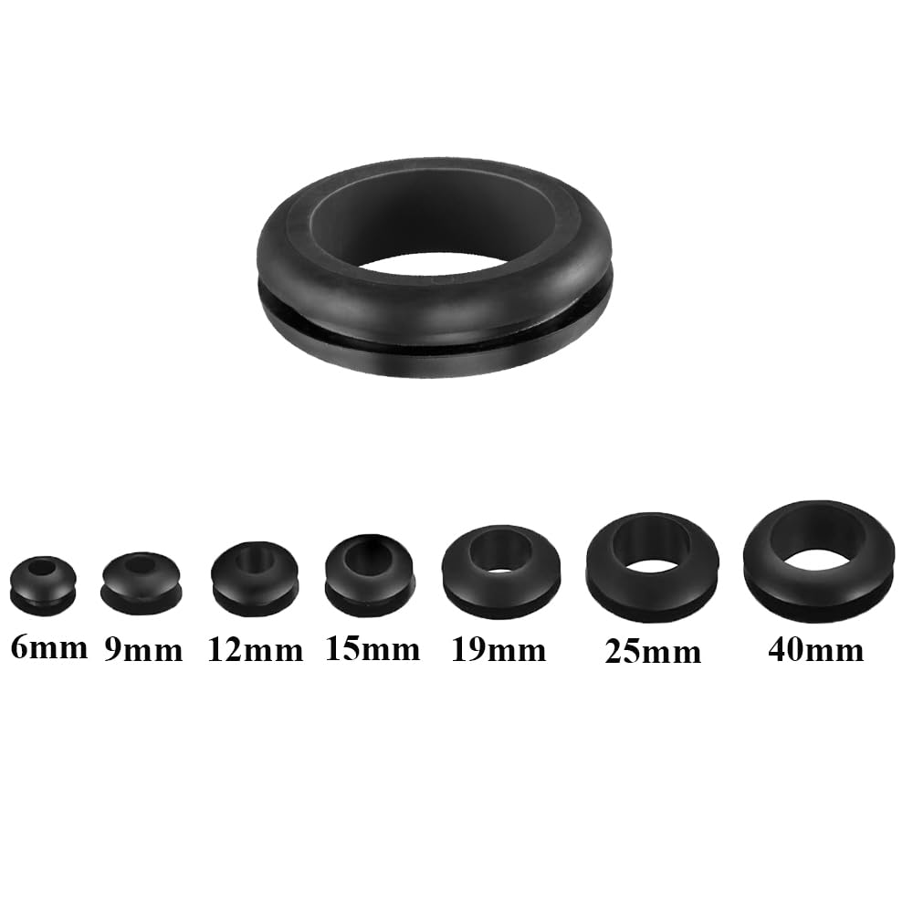 Open Rubber Grommets Electrical Wire Cable Grommet - Pack of 25