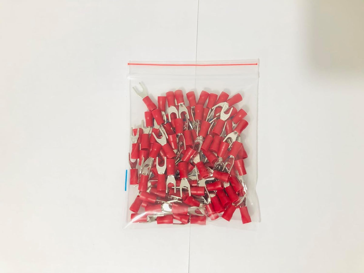 Insulated Fork and Ring Spade Wire Connectors 1.5 sqmm, 2.5 sqmm, 4.6 sqmm, U Type Electrical Quick Splice Crimp Terminals - Pack of 100