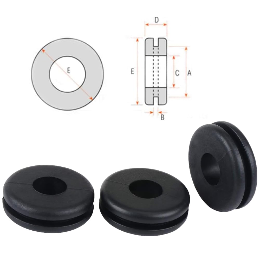 Open Rubber Grommets Electrical Wire Cable Grommet - Pack of 25