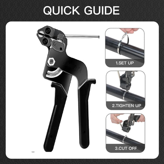 Stainless Steel Cable Tie Gun, Heavy Duty Self-locking Metal Zip Ties Tool Kit for Fastening and Cutting Fence Exhaust Pipe Outdoor