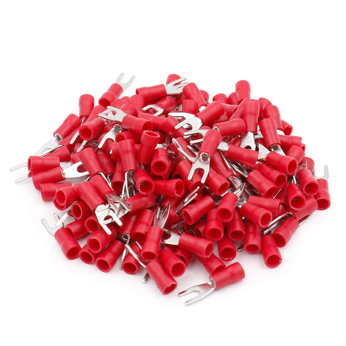 Insulated Fork and Ring Spade Wire Connectors 1.5 sqmm, 2.5 sqmm, 4.6 sqmm, U Type Electrical Quick Splice Crimp Terminals - Pack of 100