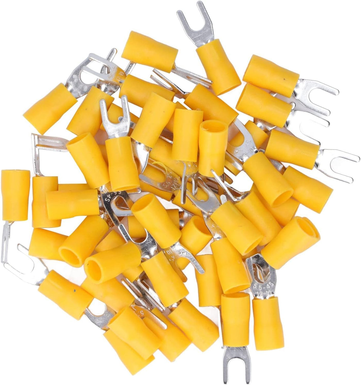 Insulated Fork and Ring Spade Wire Connectors 1.5 sqmm, 2.5 sqmm, 4.6 sqmm, U Type Electrical Quick Splice Crimp Terminals - Pack of 100
