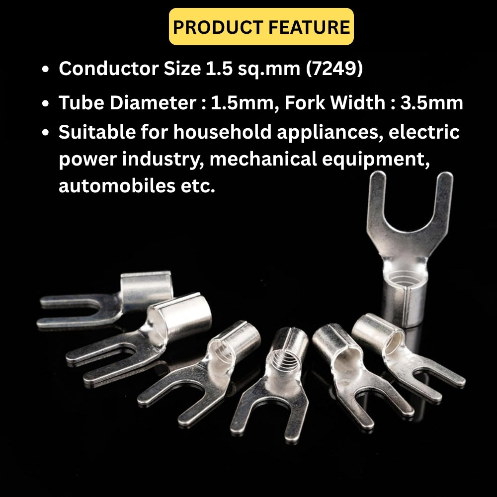 Copper Non-Insulated Fork Terminal Wire Connector Pack of 100