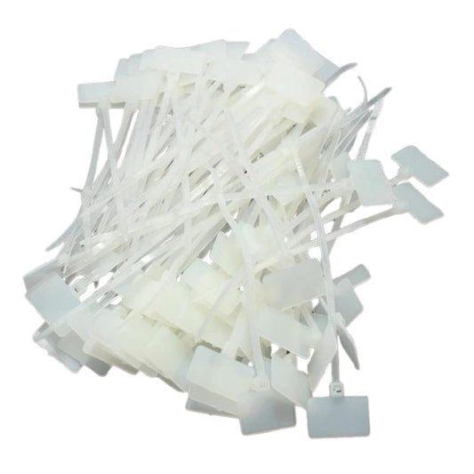 Marker Tag Ties Nylon Self Locking Cable Ties with Marking Tag, White, 4 inch 100mm - Strong Heavy Duty Zip Wire Tie Fastener Organizer - Pack Of 100