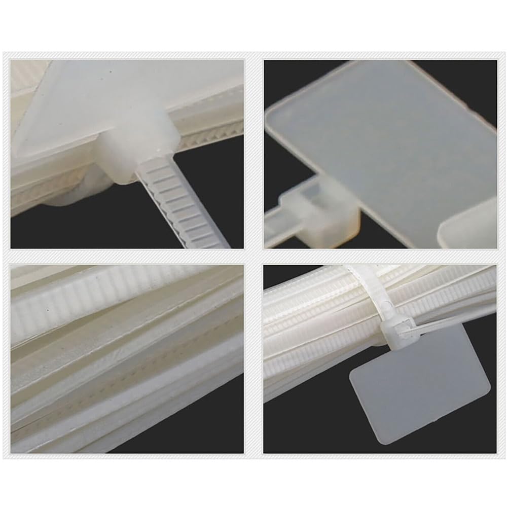 Marker Tag Ties Nylon Self Locking Cable Ties with Marking Tag, White, 4 inch 100mm - Strong Heavy Duty Zip Wire Tie Fastener Organizer - Pack Of 100